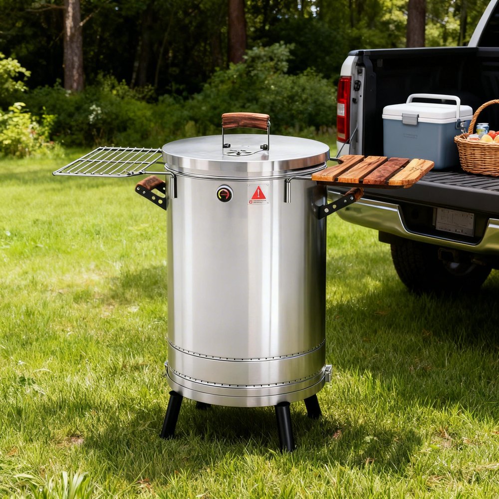29" X 18" Silver Stainless Steel Portable Smoker Barrel