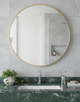 30" Gold Metal Round Framed Bathroom Vanity Mirror
