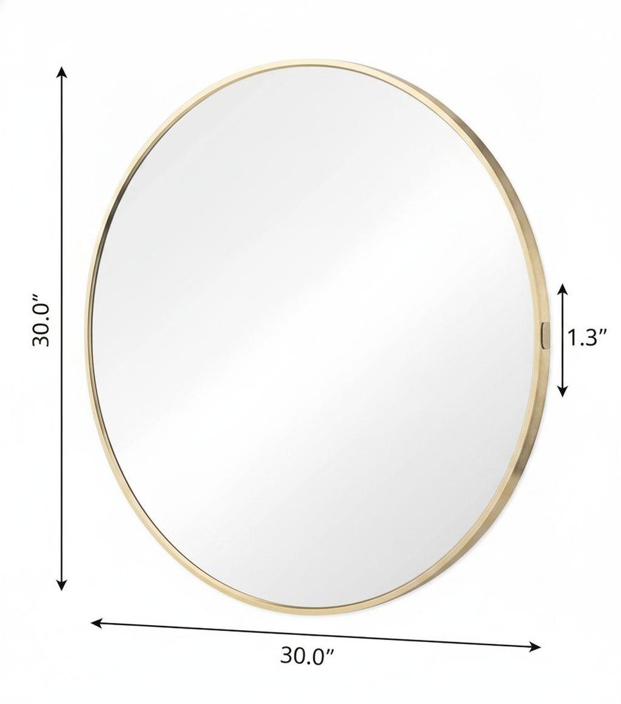 30" Gold Metal Round Framed Bathroom Vanity Mirror
