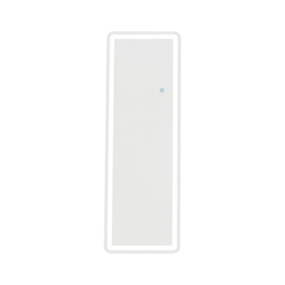 64" X 21" Silver Glass Lighted Wall Mounted Leaning And Freestanding Framed Full Length Mirror