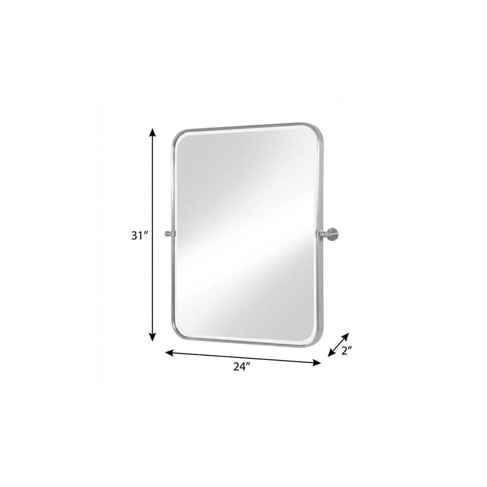 Set of Two Silver Iron Tilting Framed Bathroom Vanity Mirrors