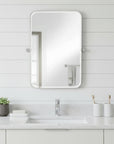 Set of Two Silver Iron Tilting Framed Bathroom Vanity Mirrors