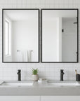 Set of Two Black Metal Framed Bathroom Vanity Mirrors