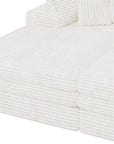Set of Two 79" White Corduroy Chaise Lounge Chairs With Toss Pillows