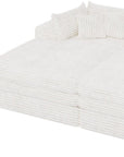 Set of Two 79" White Corduroy Chaise Lounge Chairs With Toss Pillows