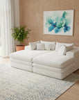 Set of Two 79" White Corduroy Chaise Lounge Chairs With Toss Pillows