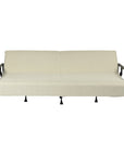 79" Beige Upholstered And Steel Convertible Futon Sleeper Sofa