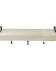 79" Beige Upholstered And Steel Convertible Futon Sleeper Sofa