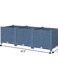 15" X 47" Blue Recycled Plastic Rectangular Planter Box