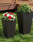 Set of Two Black Magnesium Oxide Rectangular Planter Box