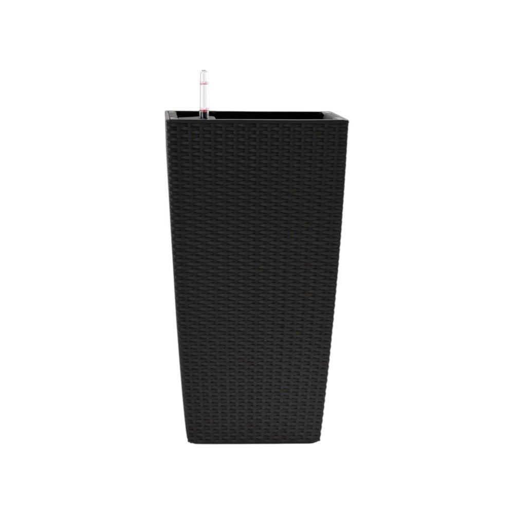 Set of Two Black Recycled Plastic Round Self Watering Planter Box