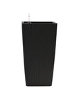 Set of Two Black Recycled Plastic Round Self Watering Planter Box