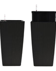 Set of Two Black Recycled Plastic Round Self Watering Planter Box
