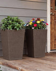 Set of Two Brown Recycled Plastic Round Self Watering Planter Box