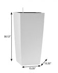 30" X 15" White Recycled Plastic Rectangular Self Watering Planter Box