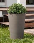 Set of Two Brown Heavy Duty Plastic Cylindrical Planter Pots