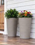 Set of Two Brown Heavy Duty Plastic Cylindrical Planter Pots