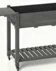 34" X 57" Light Gray Wood Rectangular Planter Box