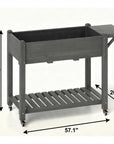 34" X 57" Light Gray Wood Rectangular Planter Box
