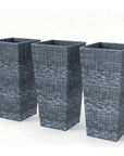 Set of Three Light Gray Recycled Plastic Rectangular Planter Box