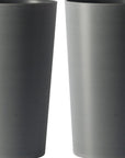 Set of Two Light Gray Heavy Duty Plastic Cylindrical Planter Pots