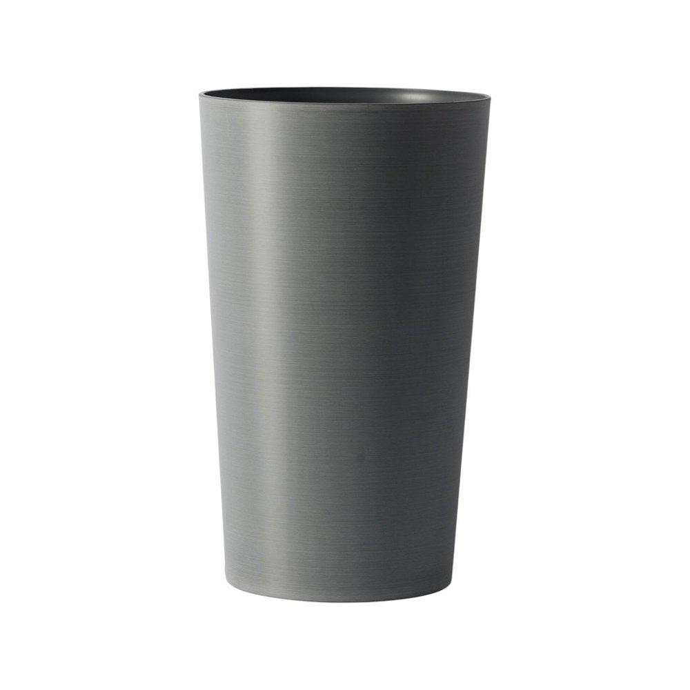 Set of Two Light Gray Heavy Duty Plastic Cylindrical Planter Pots