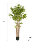 70" Green Artificial Bamboo Tree In Cylindrical Black Pot