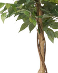 47" Green Artificial Ficus Tree In Cylindrical Black Pot