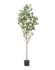 71" Green Artificial Eucalyptus Tree In Cylindrical Black Pot