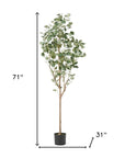 71" Green Artificial Eucalyptus Tree In Cylindrical Black Pot