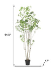 95" Green Artificial In Cylindrical Black Pot