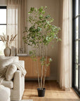 95" Green Artificial In Cylindrical Black Pot