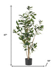 47" Green Artificial In Cylindrical Black Pot