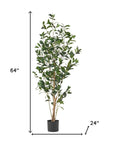 64" Green Artificial In Cylindrical Black Pot