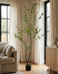 71" Green Artificial In Cylindrical Black Pot