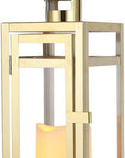 12" Clear And Gold Glass And Stainless Steel Tabletop Lantern Candle Holder