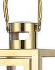 12" Clear And Gold Glass And Stainless Steel Tabletop Lantern Candle Holder