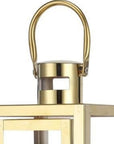 12" Clear And Gold Glass And Stainless Steel Tabletop Lantern Candle Holder