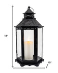 Set of Three Clear And Black Glass And Metal Floor Lantern Candle Holders