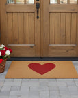 24" X 48" Brown And Red Heart Outdoor Coir Door Mat