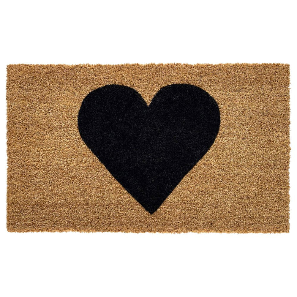 24" X 48" Brown And Black Heart Outdoor Coir Door Mat