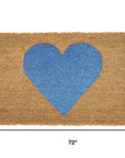 36" X 72" Brown And Blue Heart Outdoor Coir Door Mat