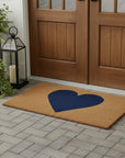 30" X 48" Brown And Dark Blue Heart Outdoor Coir Door Mat