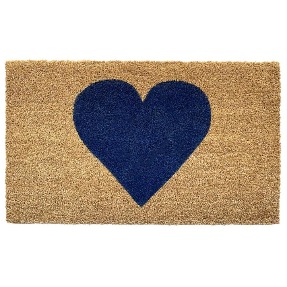 30" X 48" Brown And Dark Blue Heart Outdoor Coir Door Mat