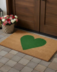 30" X 48" Brown And Green Heart Outdoor Coir Door Mat