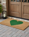 30" X 48" Brown And Green Heart Outdoor Coir Door Mat