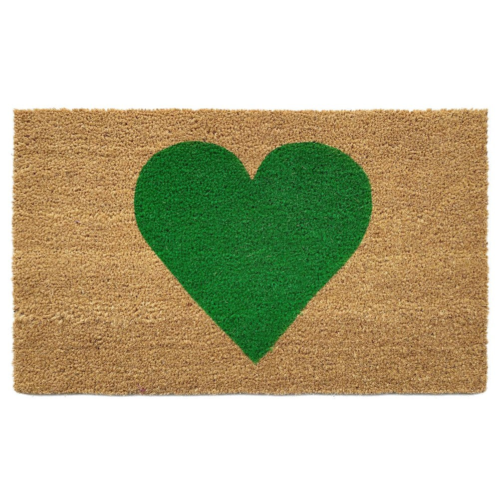 30" X 48" Brown And Green Heart Outdoor Coir Door Mat