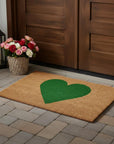 30" X 48" Brown And Green Heart Outdoor Coir Door Mat