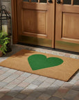 30" X 48" Brown And Green Heart Outdoor Coir Door Mat