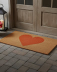 30" X 48" Brown And Orange Heart Outdoor Coir Door Mat